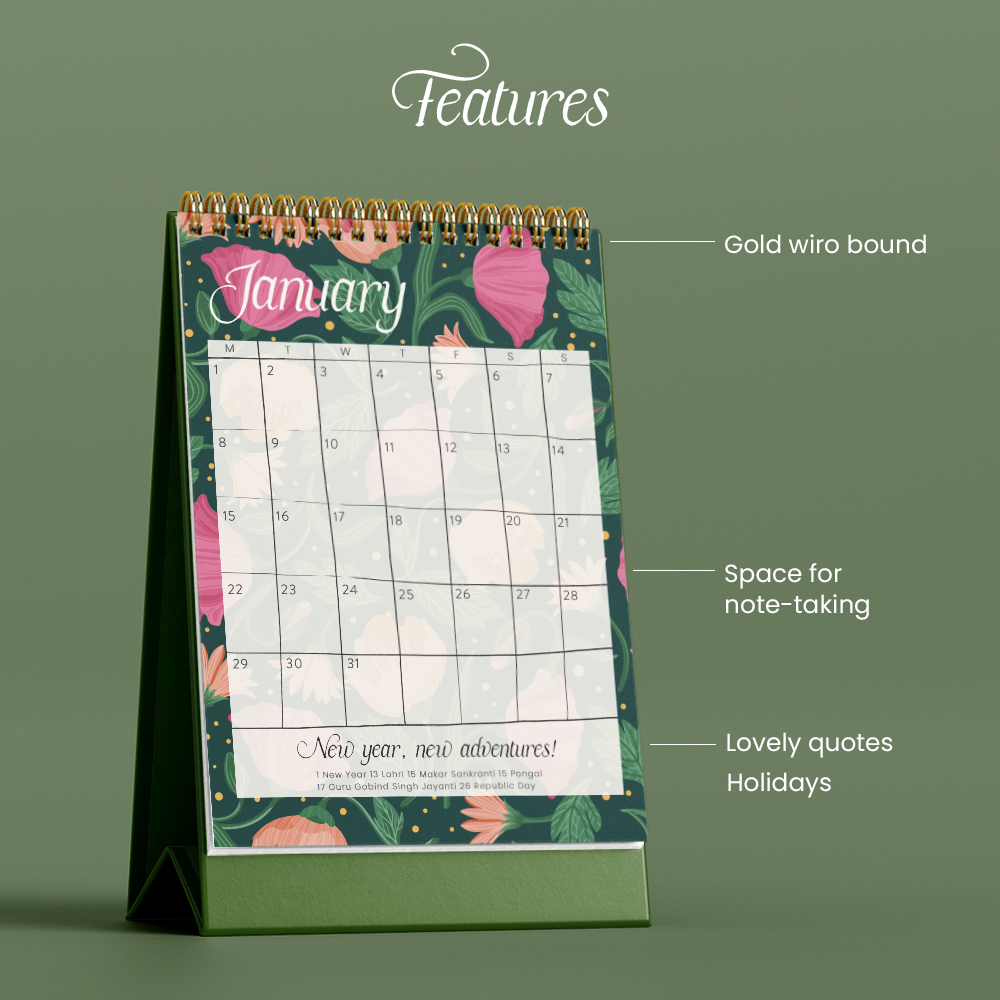 Elegant Flower-Themed 2024 Calendar – Blossom into the New Year
