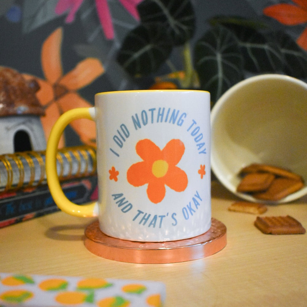 Chai Lover's Ceramic Mug - 'I Did Nothing Today' Artistic Design