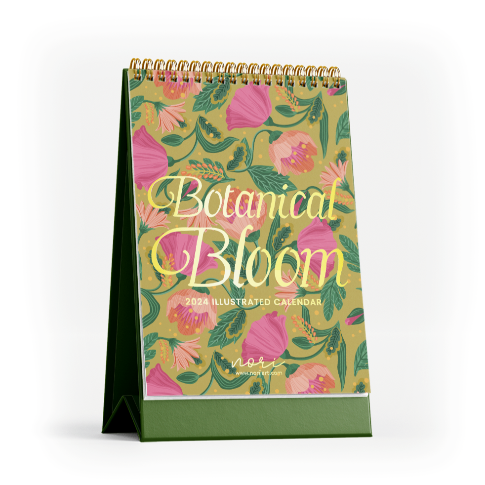 Botanical Bloom Desk Calendar 2024 noriiart