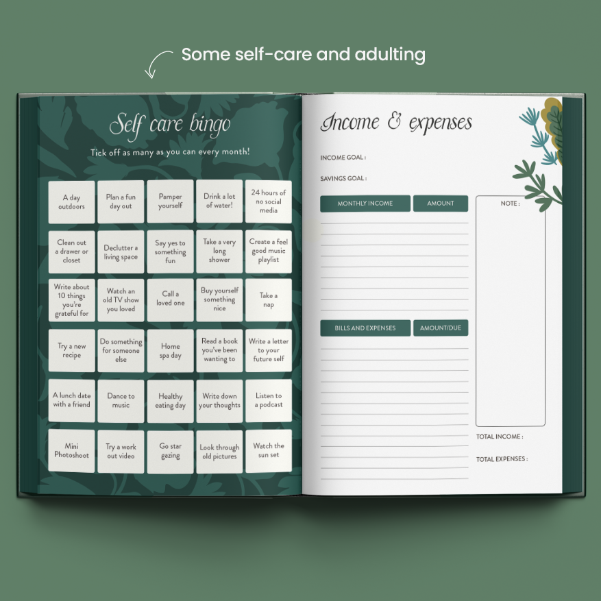 Self-Care and Finance Planner Page – Manage Finances and Well-Being