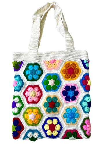Handmade Spring Fling Crochet Tote Bag - Floral Design