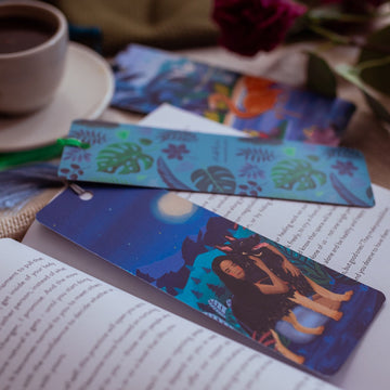 Nature-Inspired Illustrated Bookmark with Floral Design