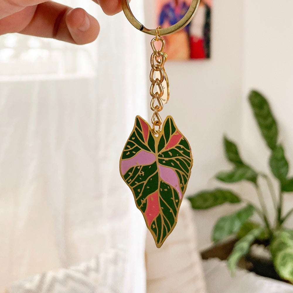 Caladium Leaf Keychain - Nature-Inspired Fashion Detail