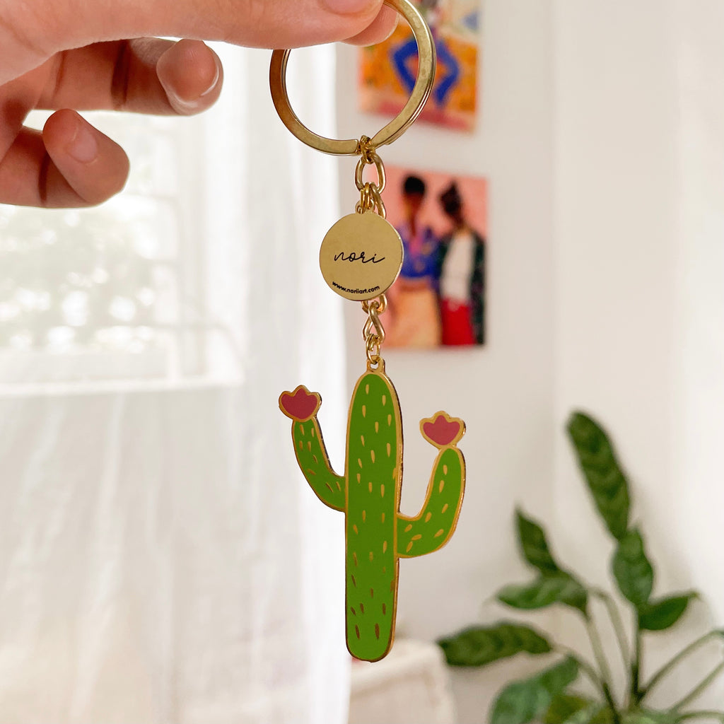 Cactus Enamel Keyring - Nature Lover's Accessory